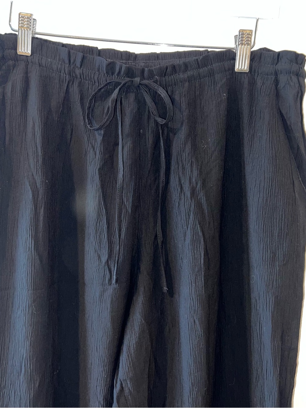 Zara Black Linen Drawstring Pants